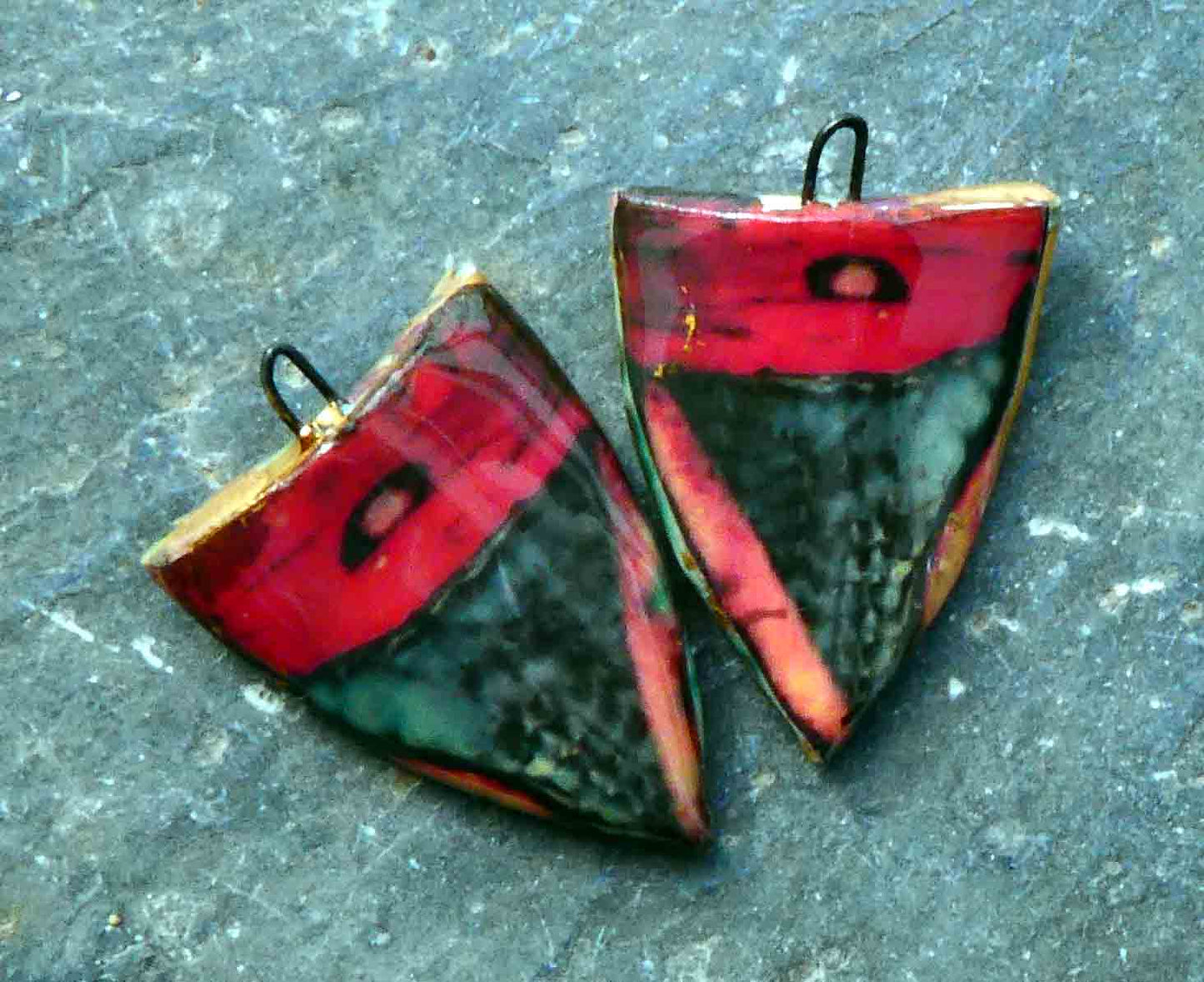 Ceramic Painted Decal Shield Earring Charms #35