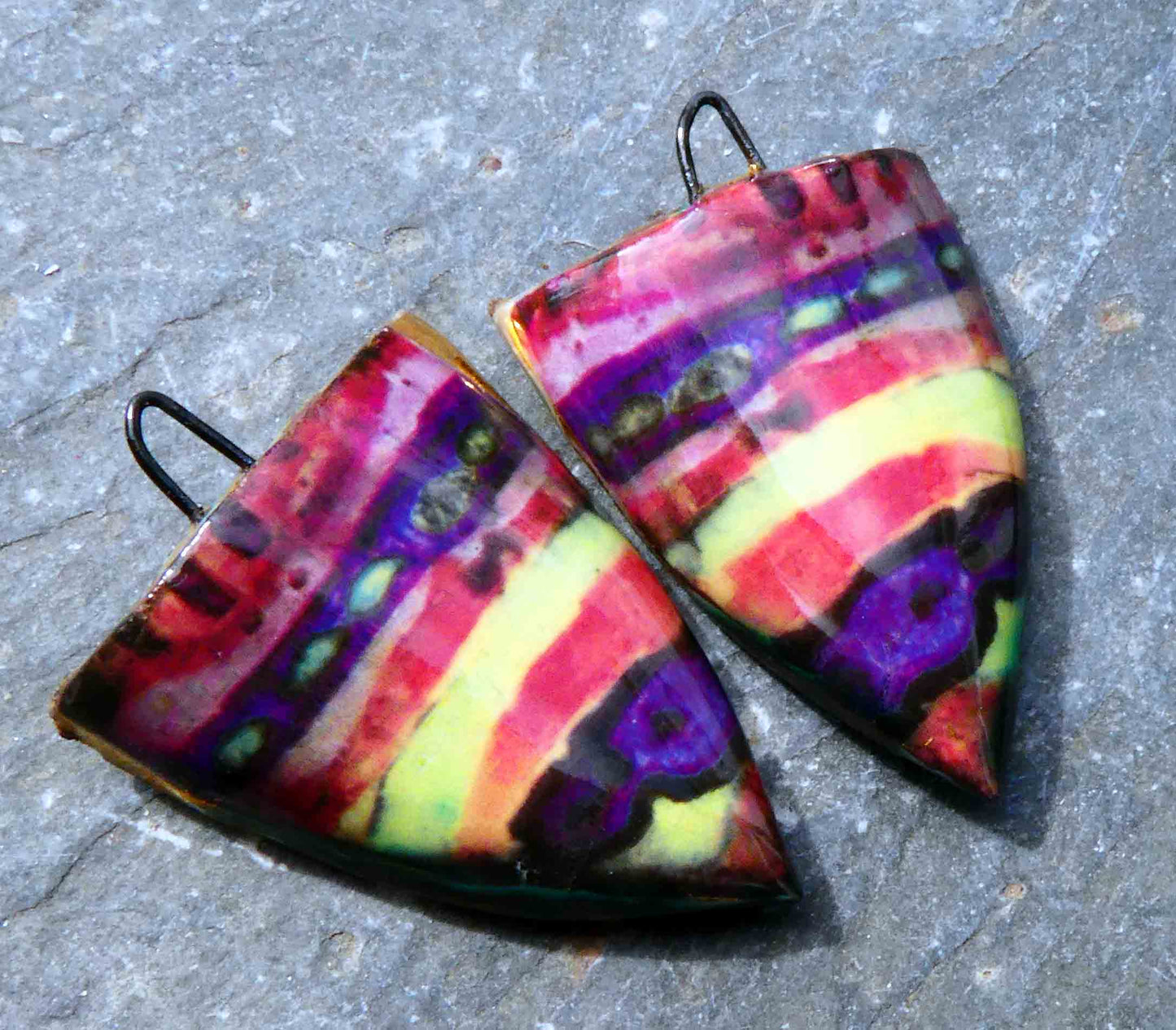 Ceramic Painted Decal Shield Earring Charms #37