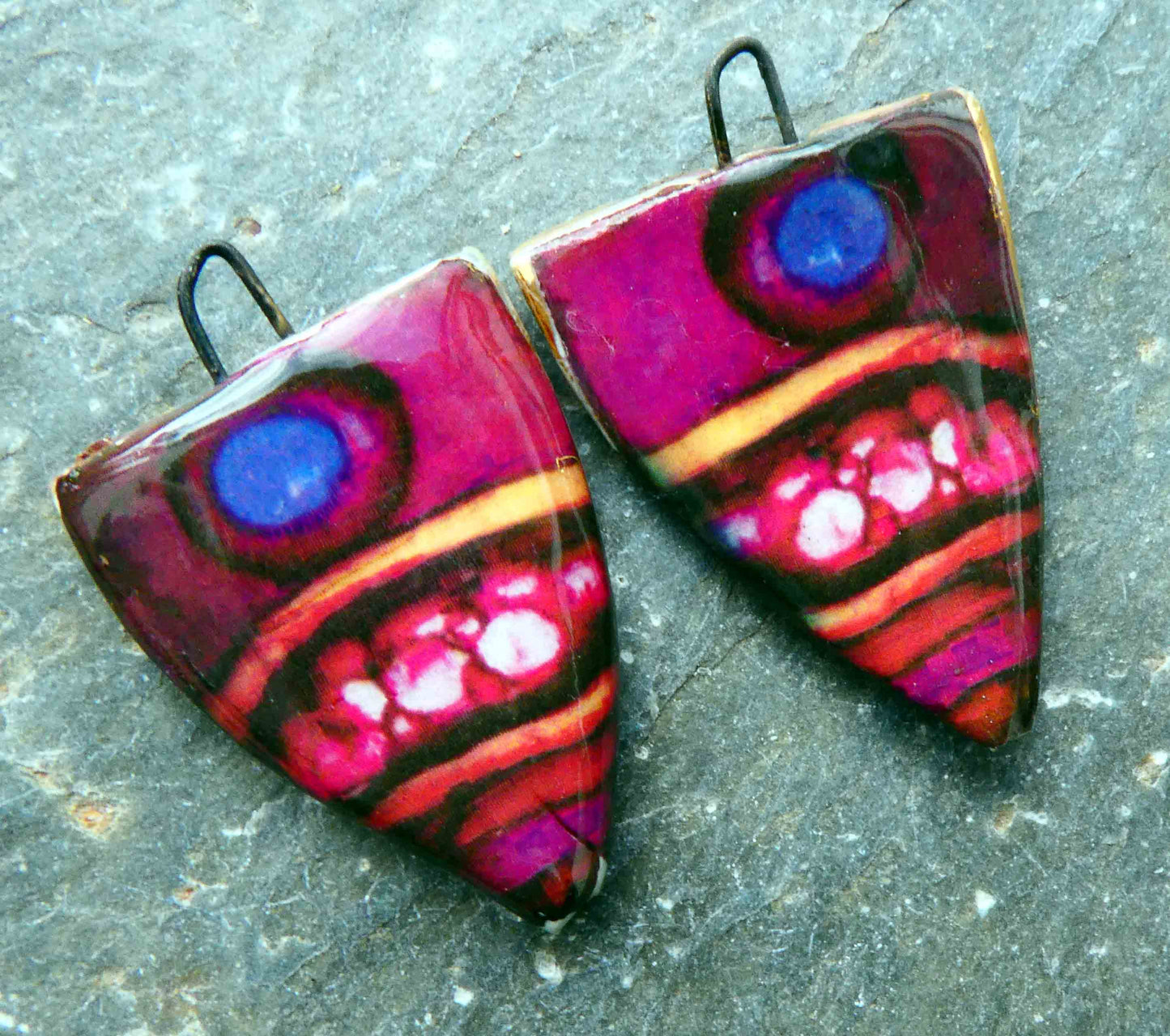 Ceramic Painted Decal Shield Earring Charms #40