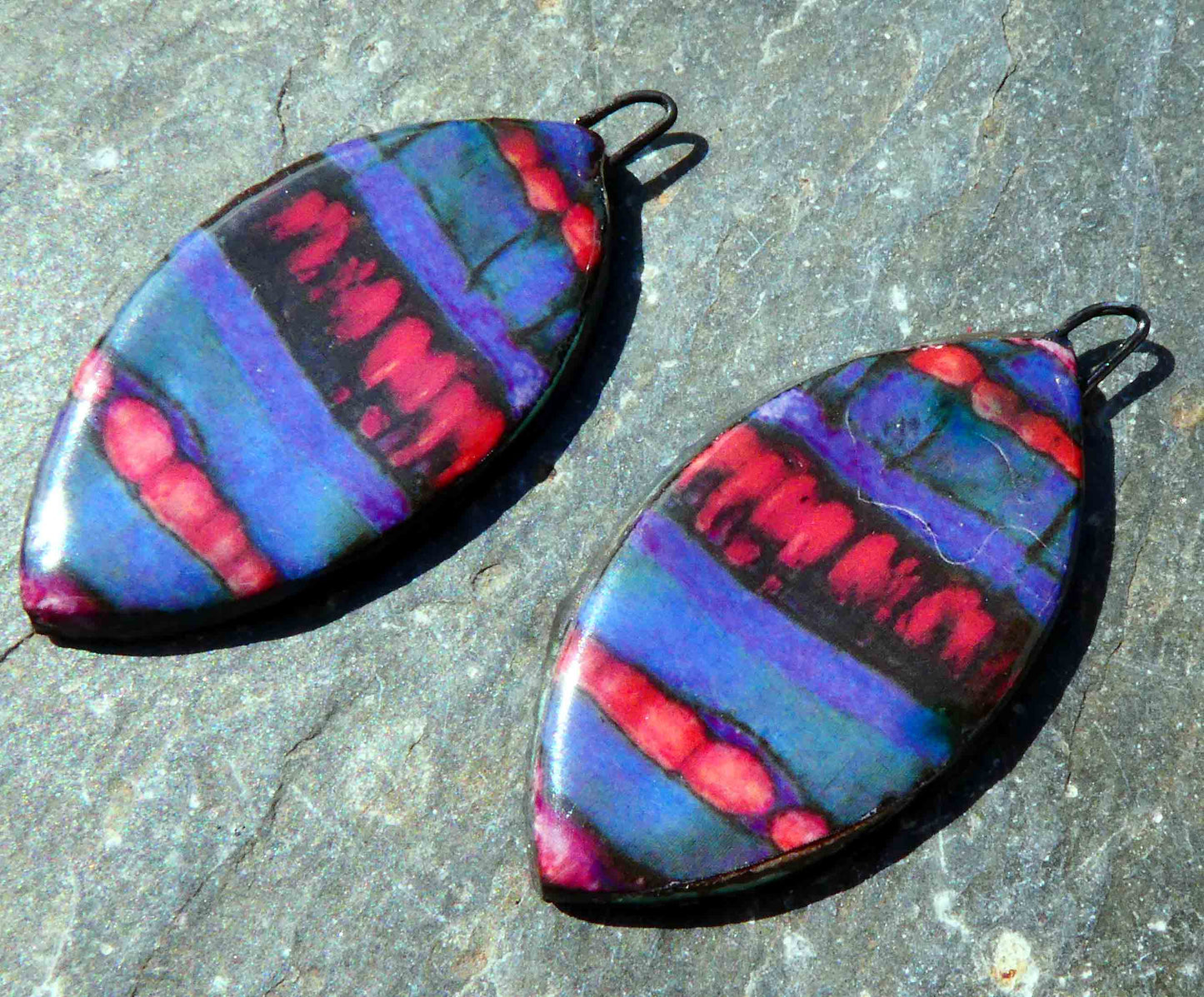 Ceramic Painted Drop Decal Earring Charms #19