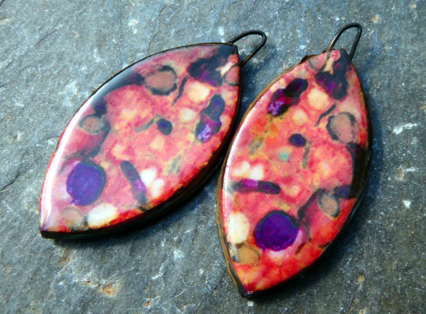Ceramic Painted Drop Decal Earring Charms #28
