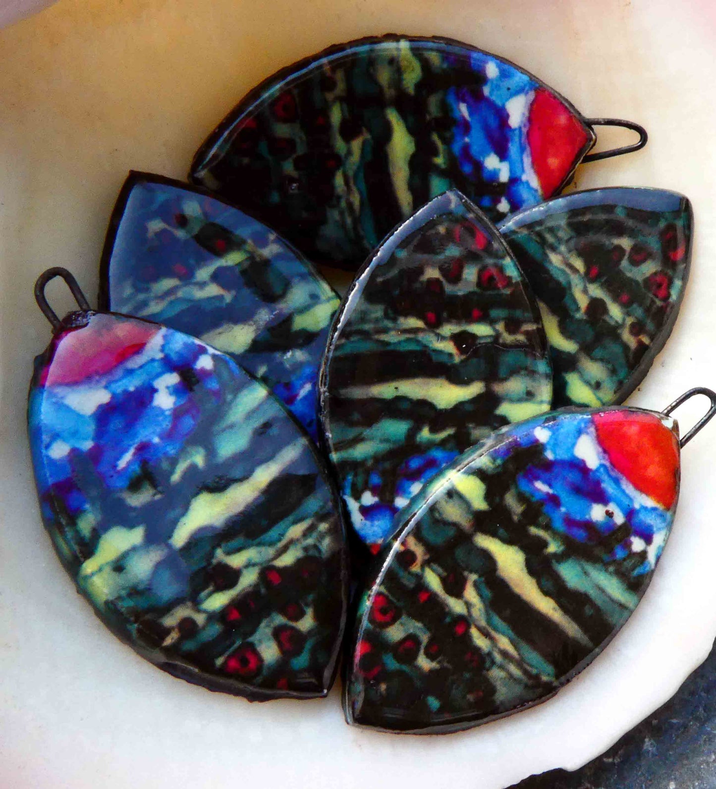 Ceramic Painted Drop Decal Earring Charms #43