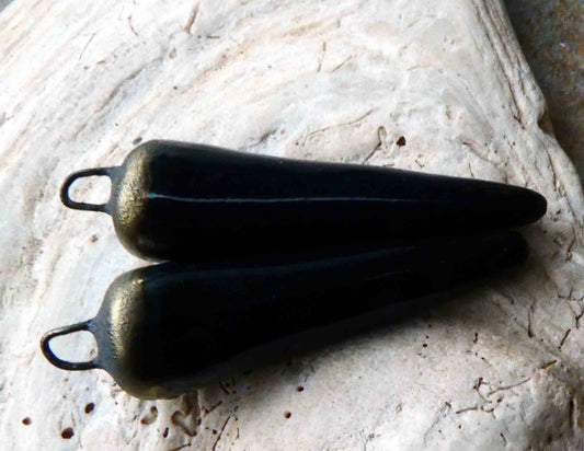 Ceramic Spikes Earring Charms -Blue Black