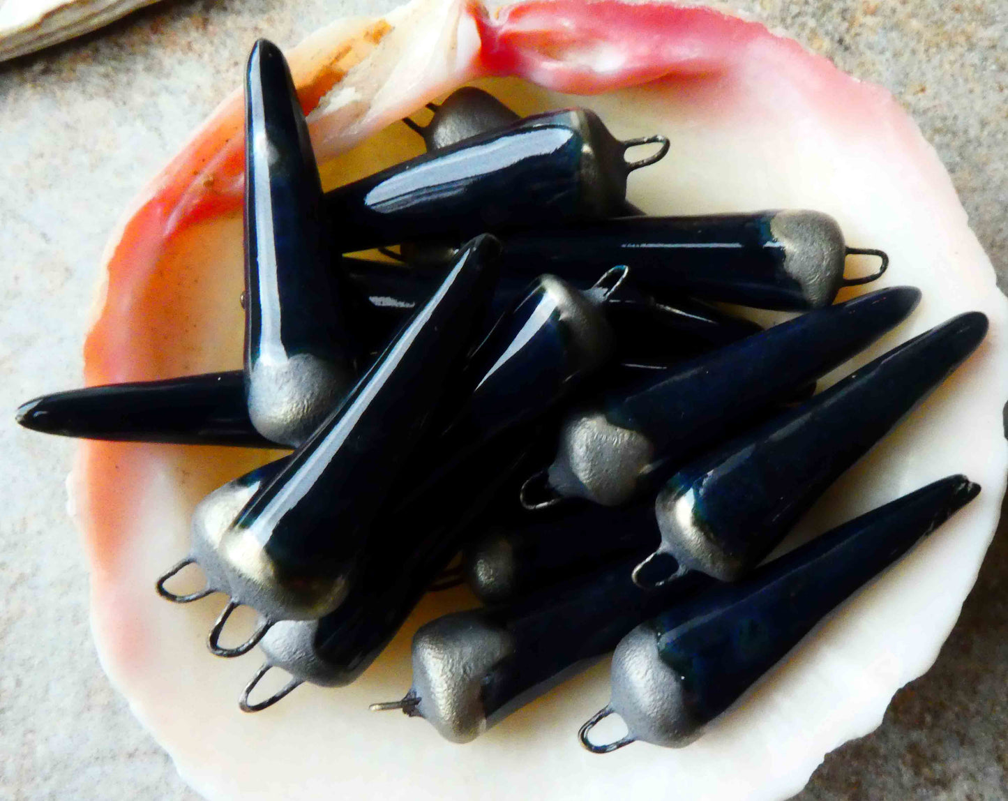 Ceramic Spikes Earring Charms -Blue Black