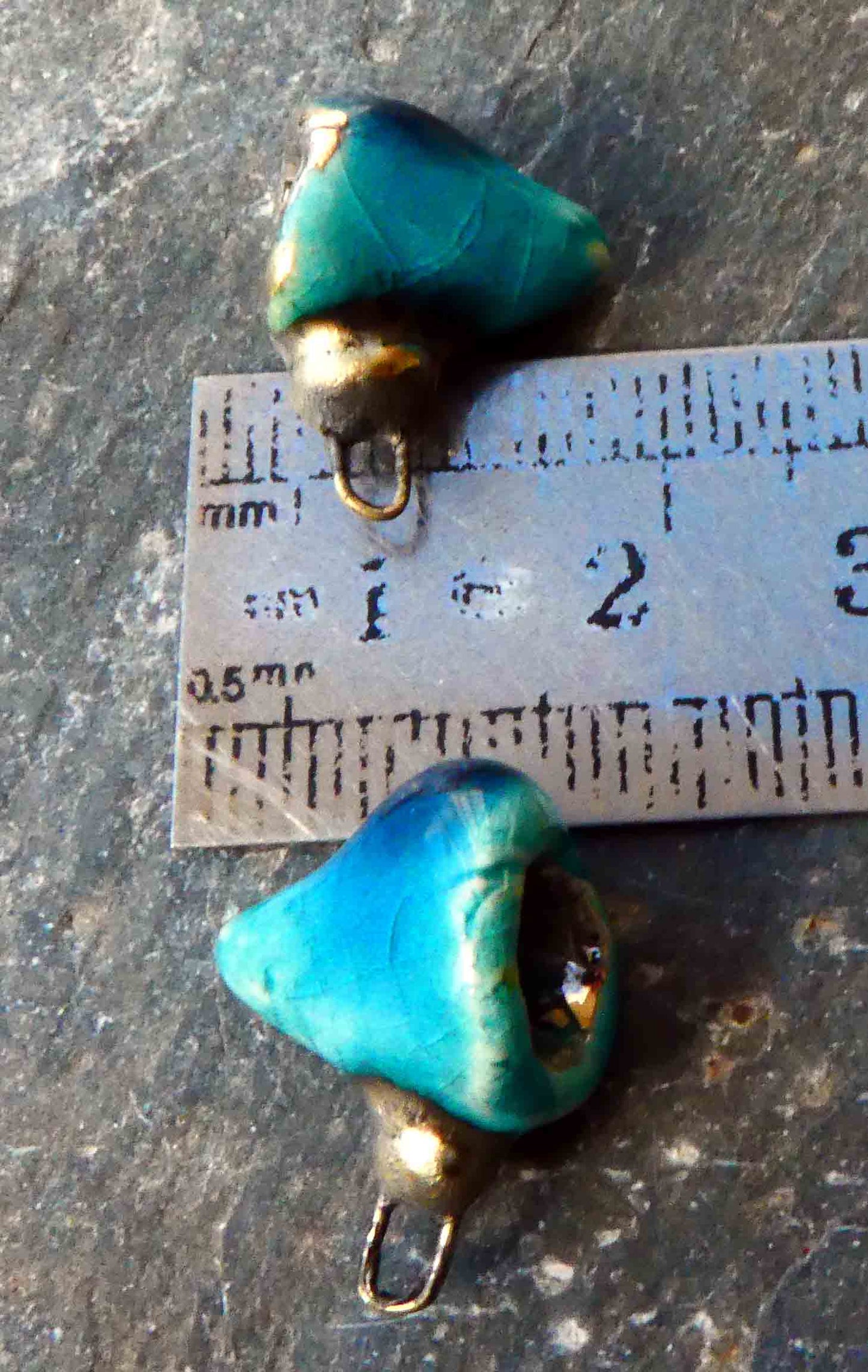 Ceramic Lustre Cones Earring Charms -Topaz and Platinum