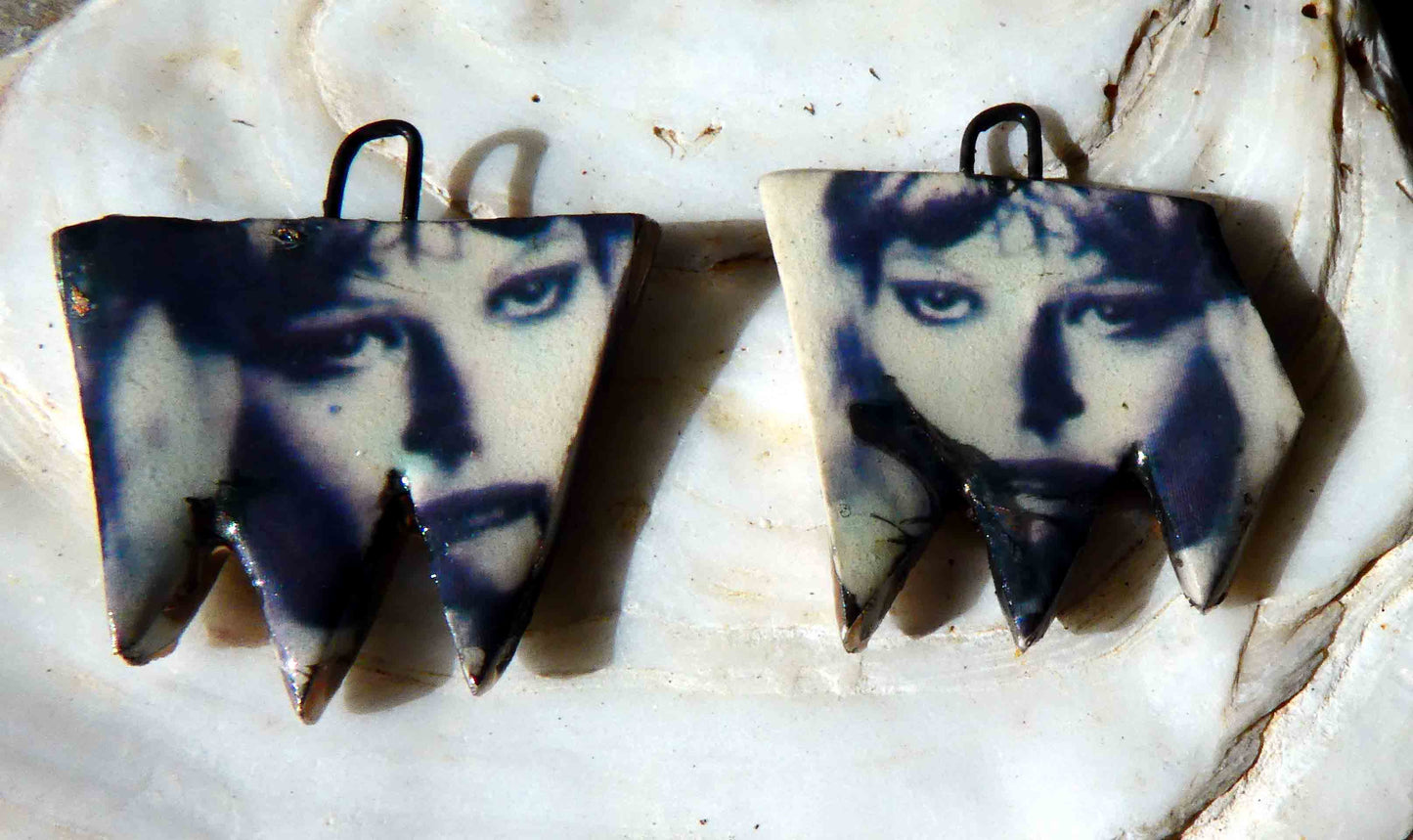 Ceramic Terror Decal Earring Charms#3