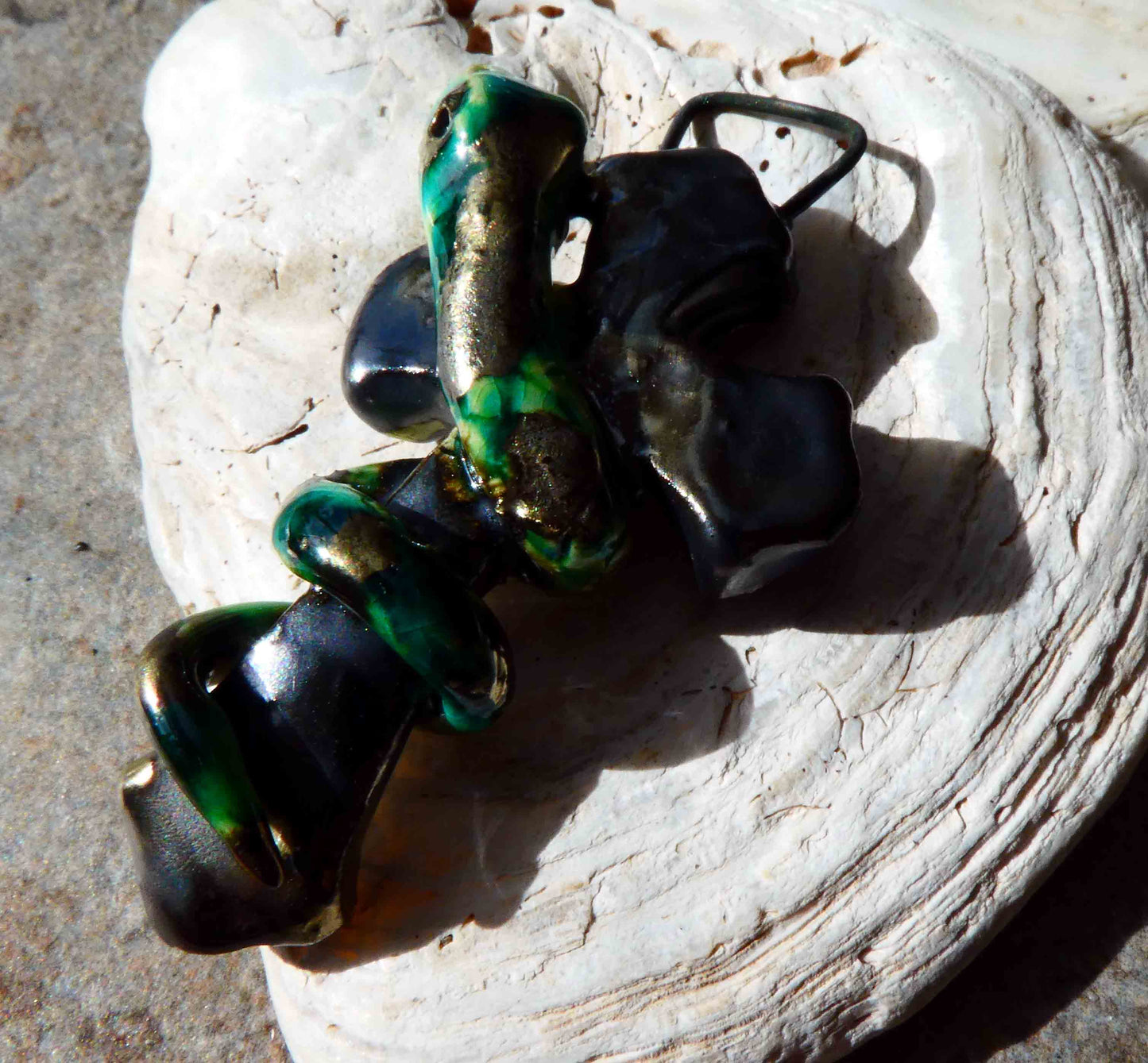 Ceramic Snake on Cross Pendant