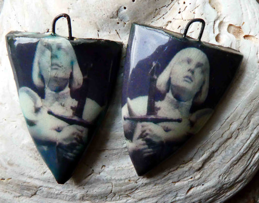 Joan of Arc Decal Shield Earring Charms #1