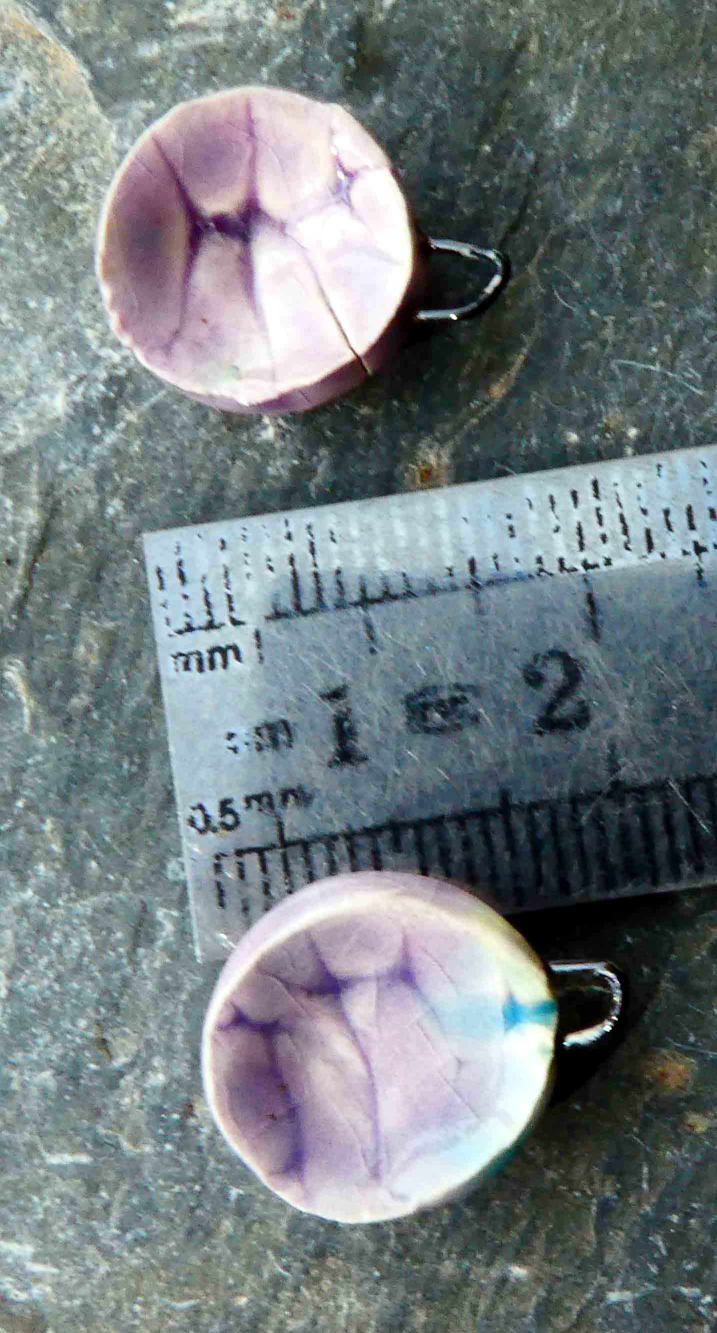 Ceramic Cobblestone Bowl Drops Earring Charms - Amethyst