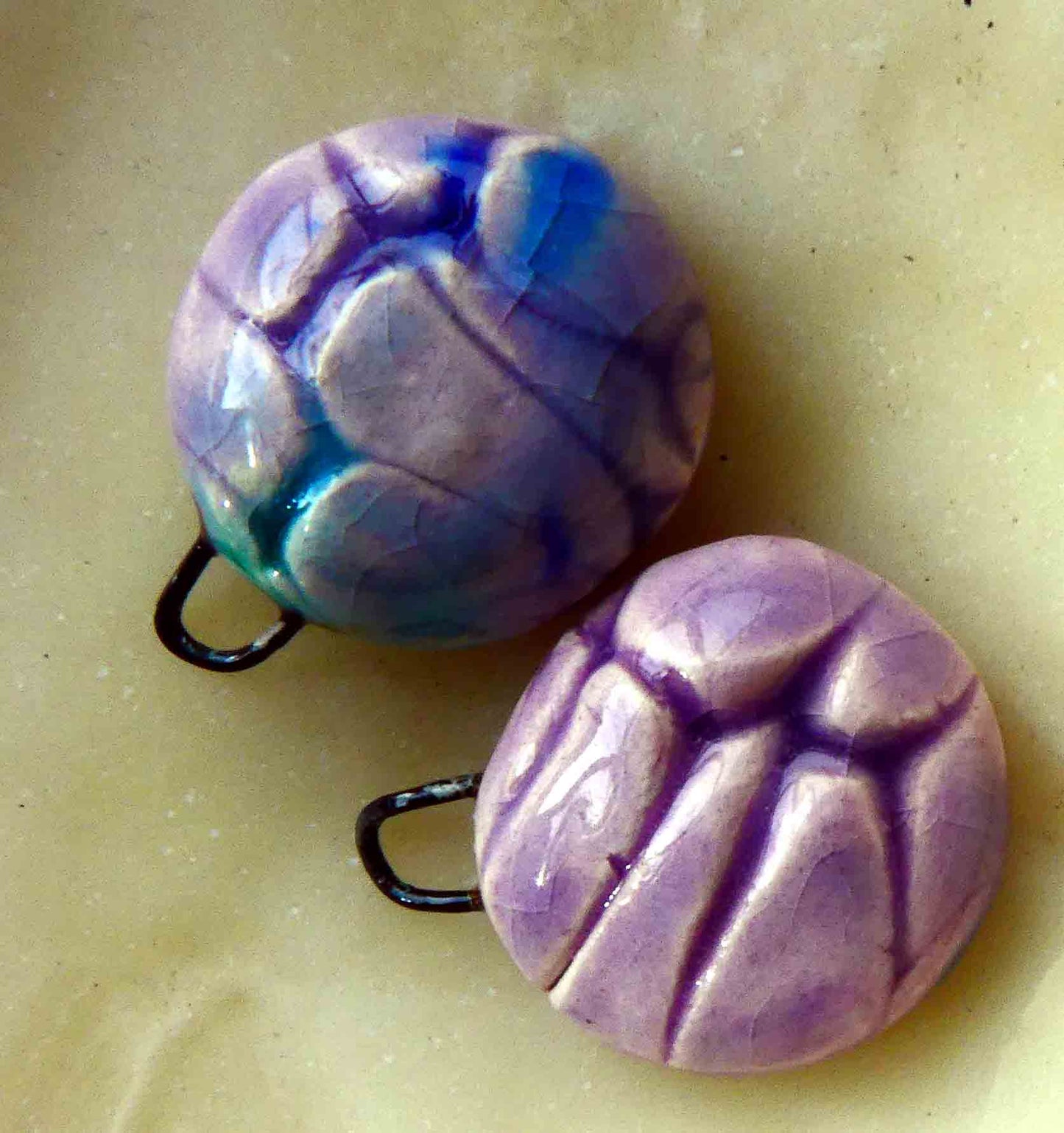Ceramic Cobblestone Bowl Drops Earring Charms - Amethyst