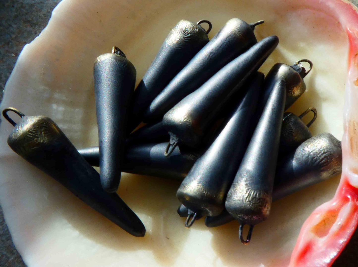 Ceramic Spikes Earring Charms - Pewter