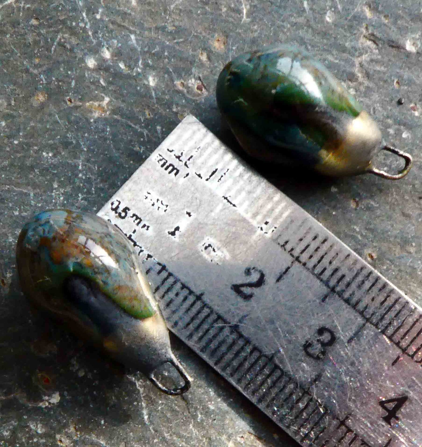 Ceramic Drops Earring Charms - Grey Feather