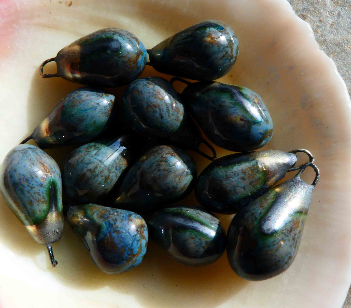 Ceramic Drops Earring Charms - Grey Feather