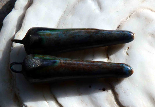 Ceramic Spikes Earring Charms - Grey Feather