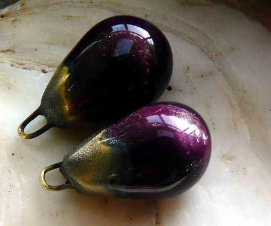 Ceramic Drops Earring Charms - Aubergine
