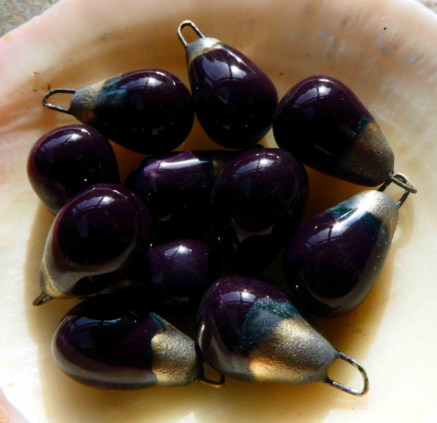 Ceramic Drops Earring Charms - Aubergine