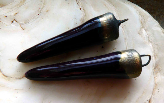 Ceramic Spikes Earring Charms - Aubergine