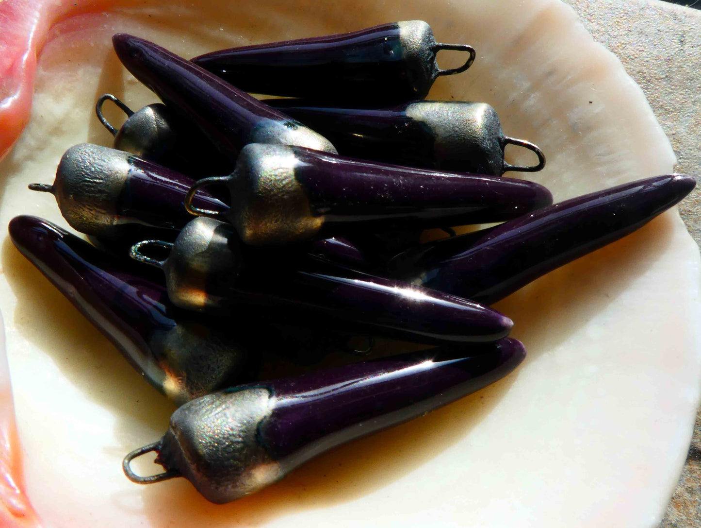 Ceramic Spikes Earring Charms - Aubergine