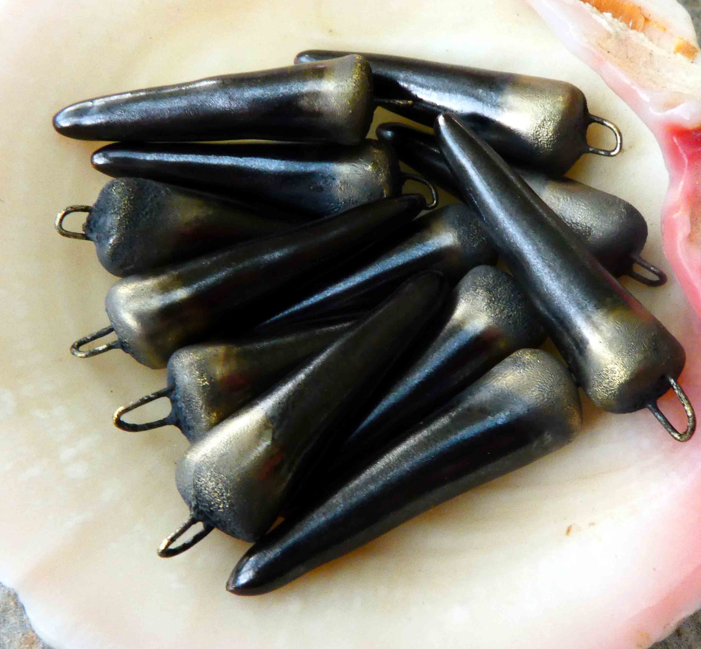 Ceramic Bronzy Spikes Earring Charms - Reflecting