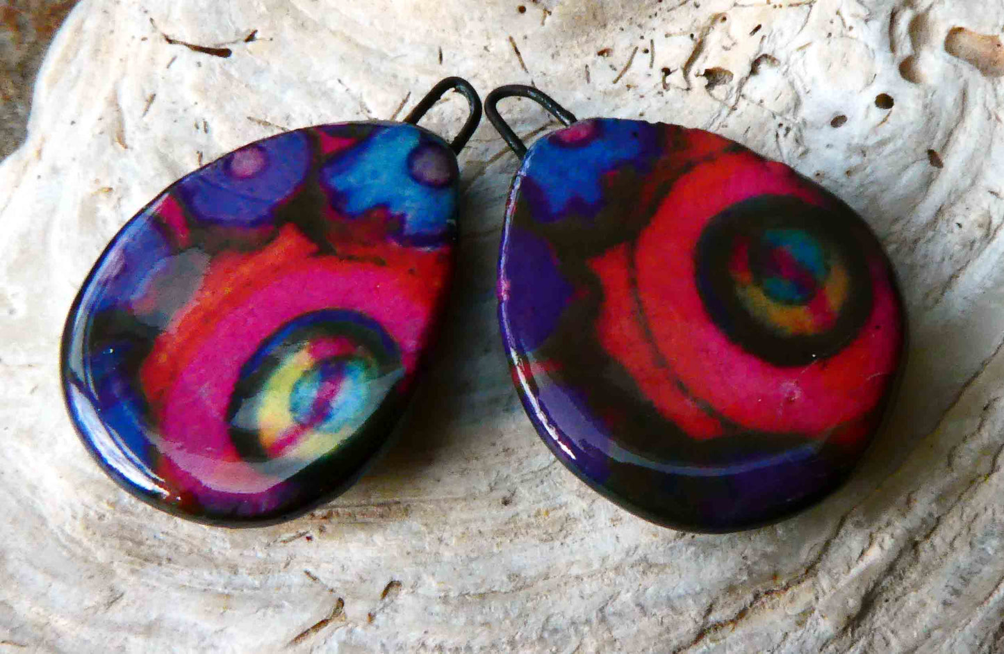 Ceramic Painted Decal Slice Earring Charms #6