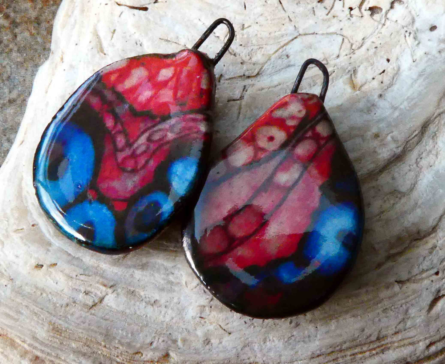 Ceramic Painted Decal Slice Earring Charms #7