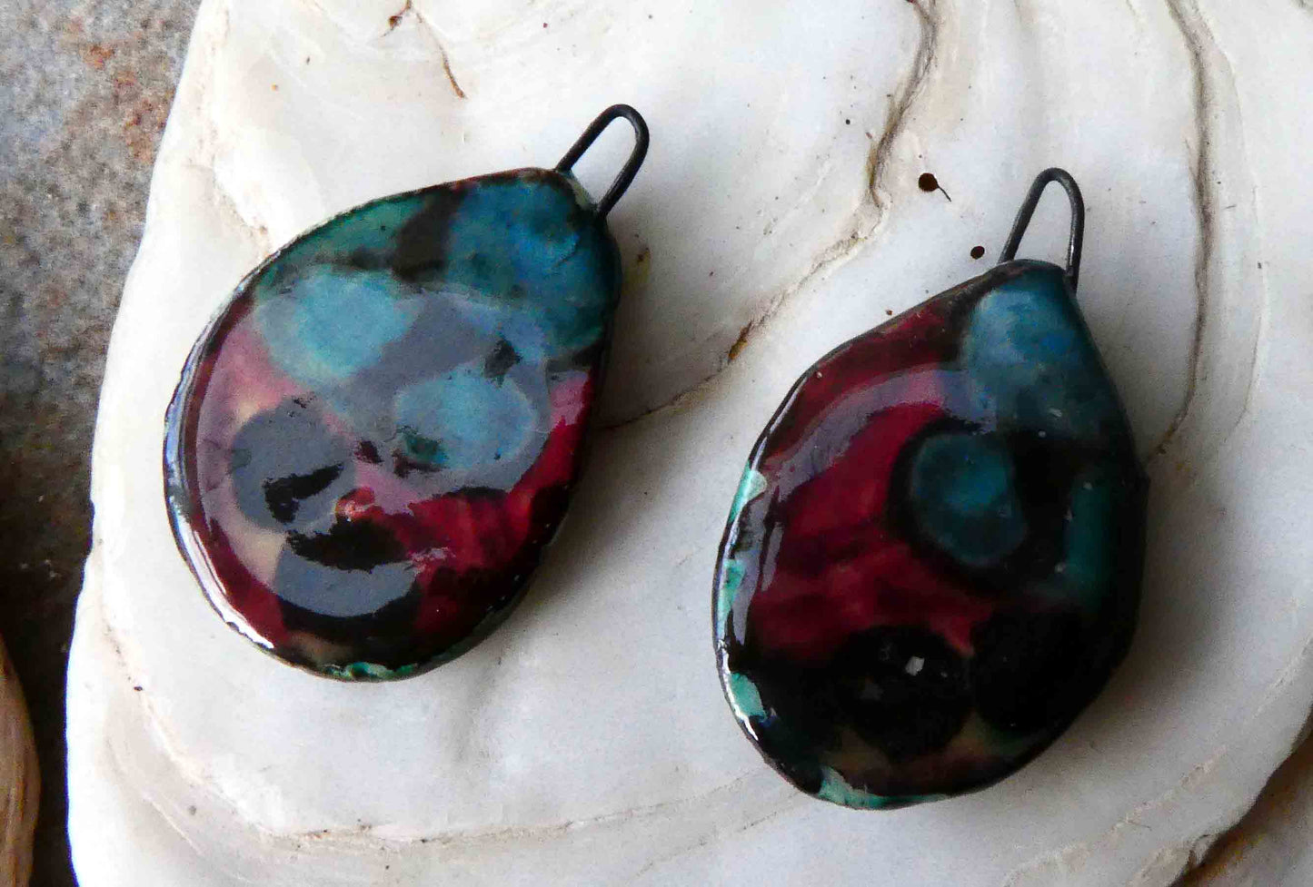 Ceramic Painted Decal Slice Earring Charms #8