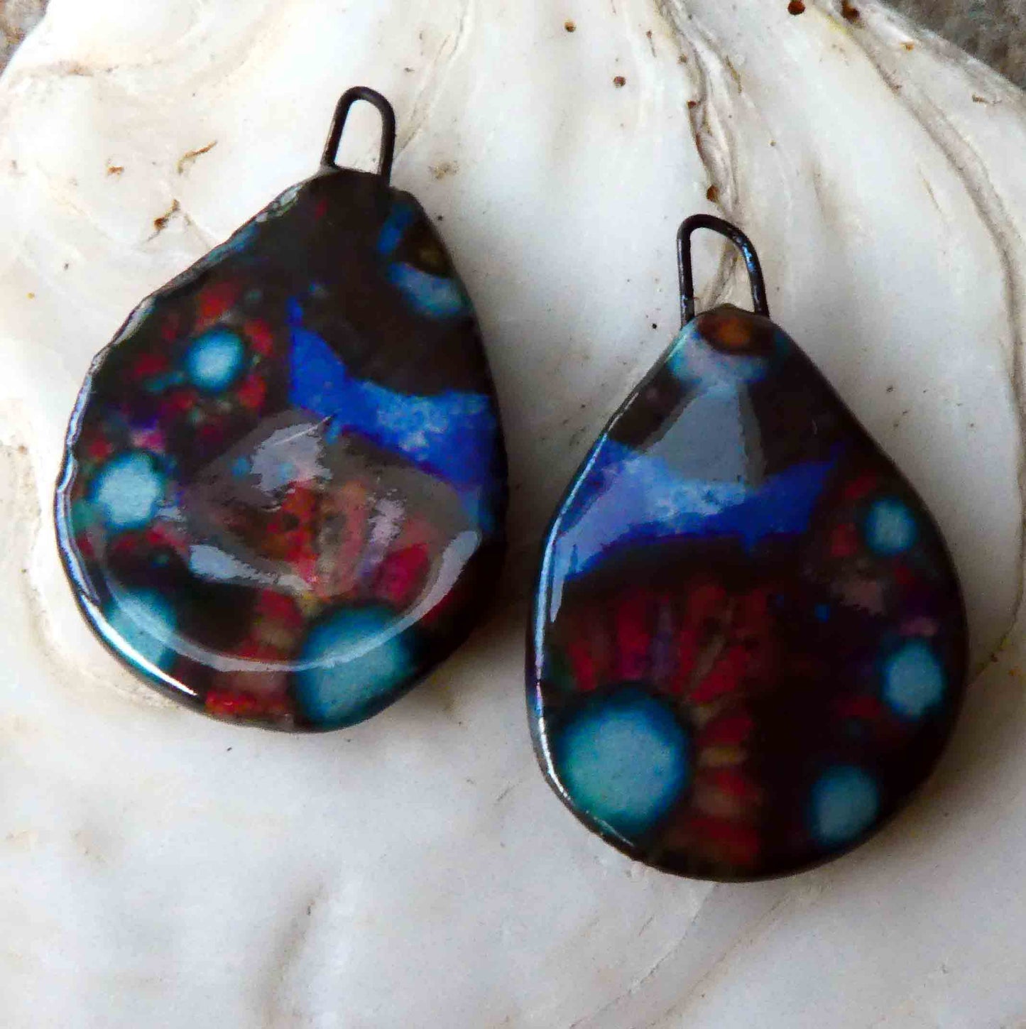 Ceramic Painted Decal Slice Earring Charms #10
