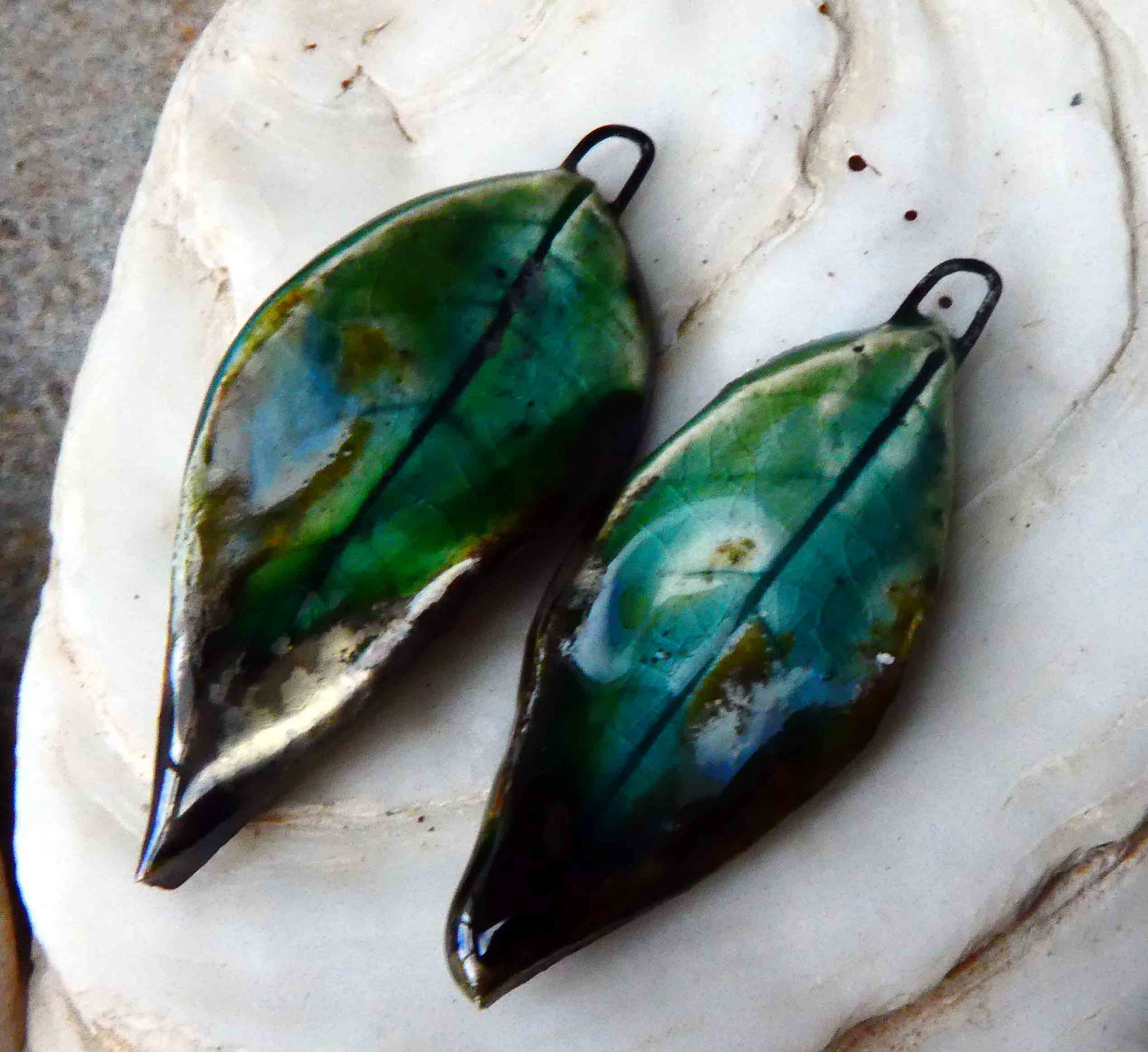 Ceramic Super Slim Leaf Earring Charms #26