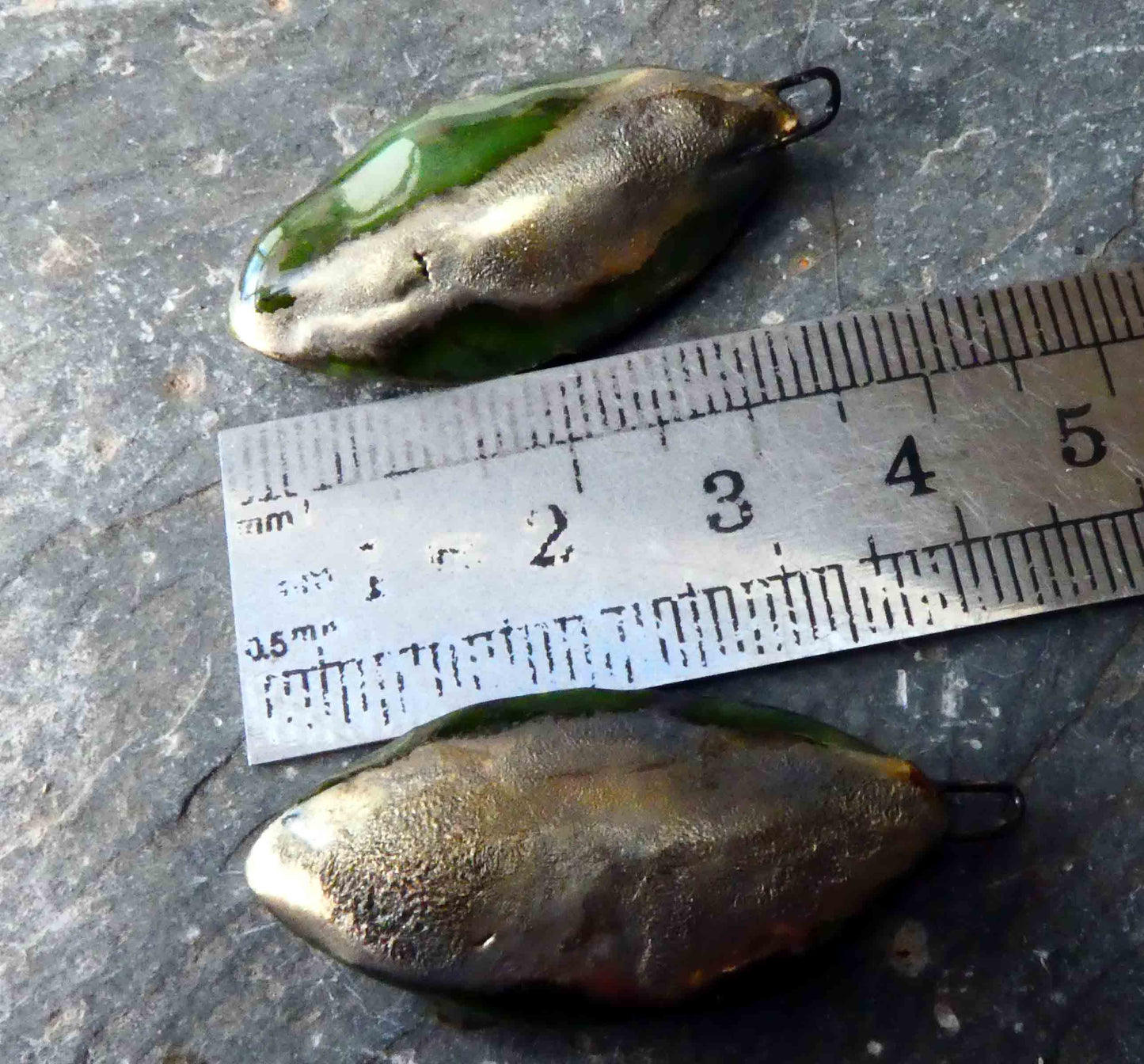 Ceramic Layered Lichen Leaf Earring Charms - Froggy