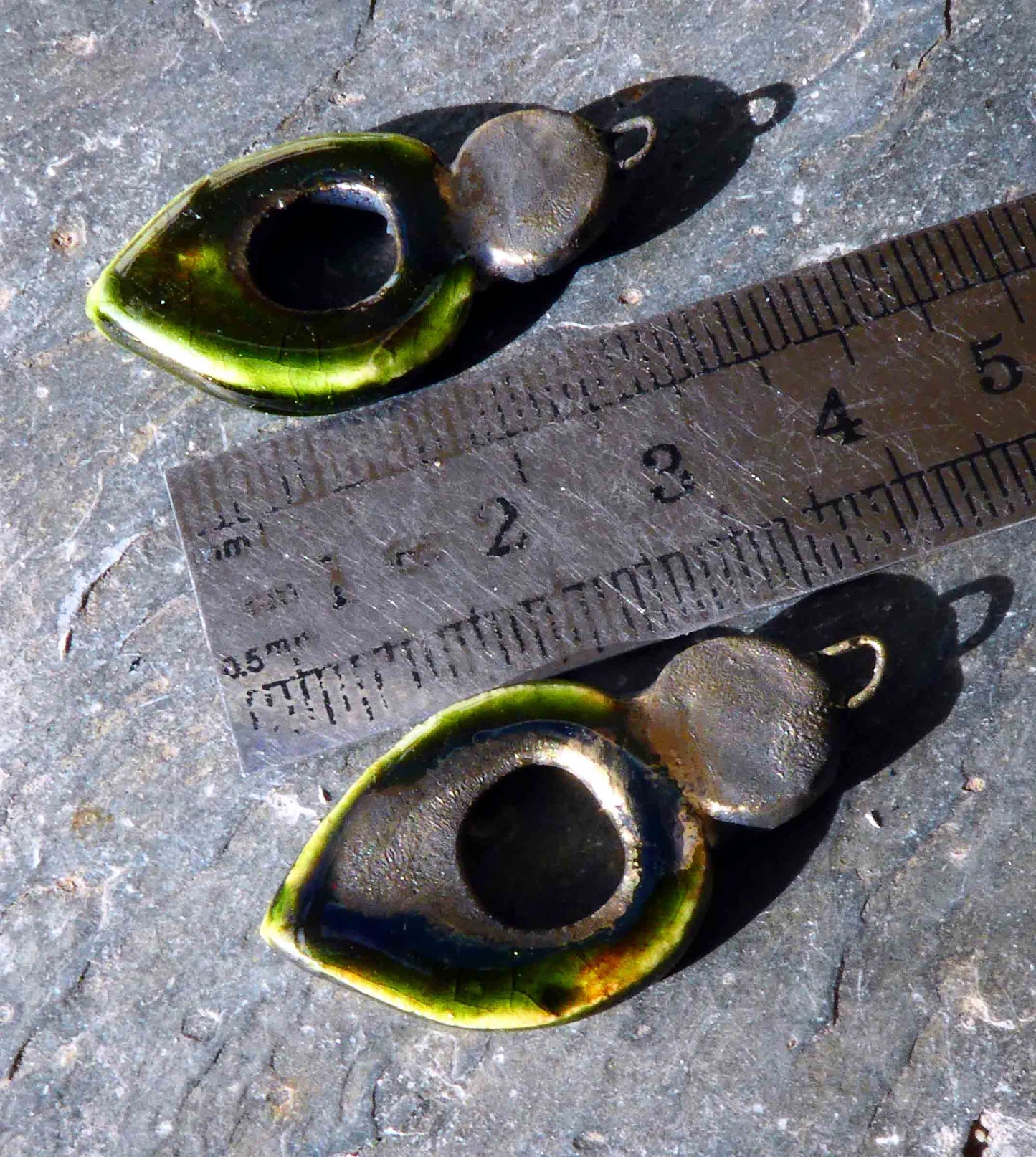 Ceramic Hoopy Dangles -Olive