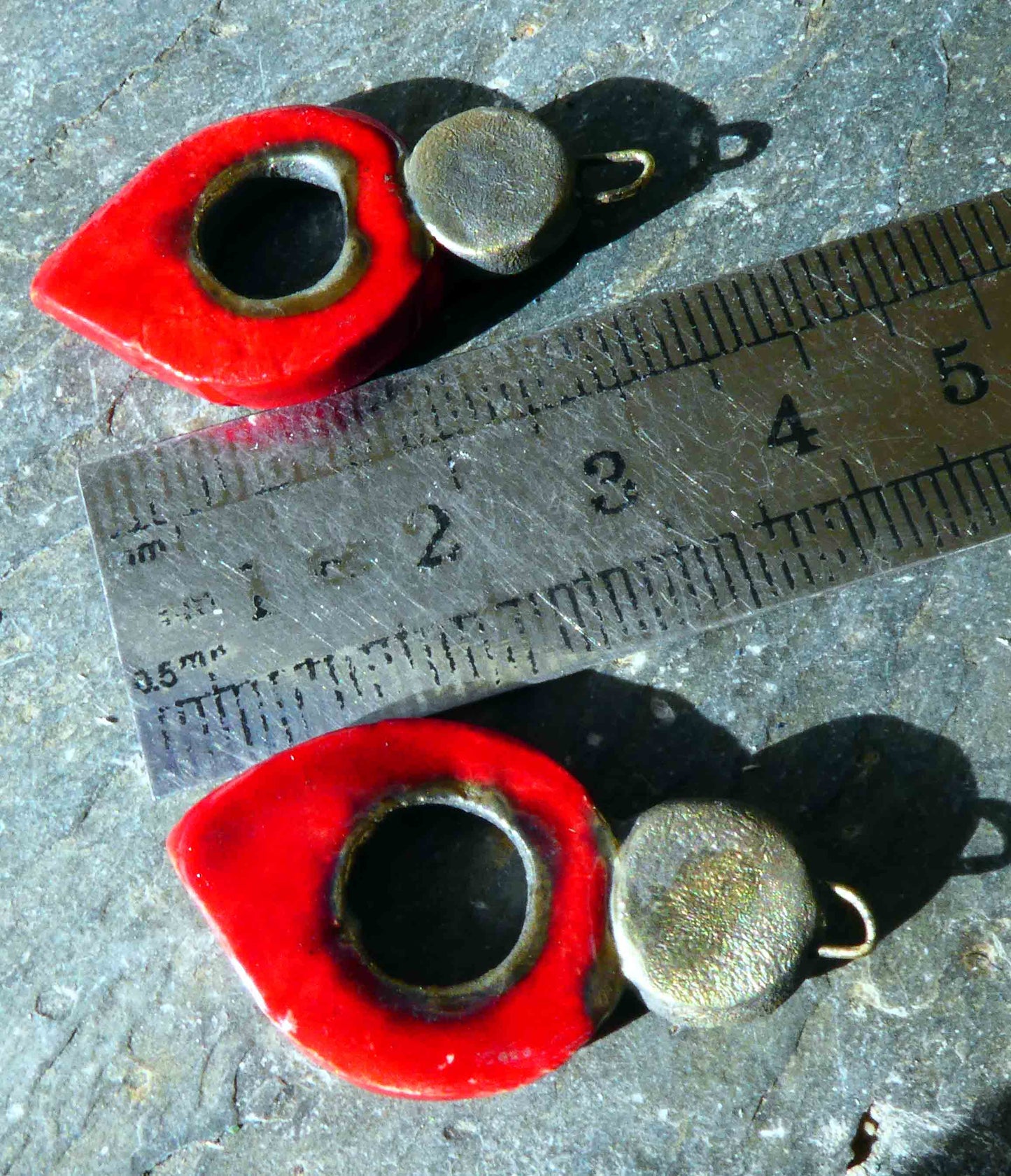 Ceramic Hoopy Dangles -Red
