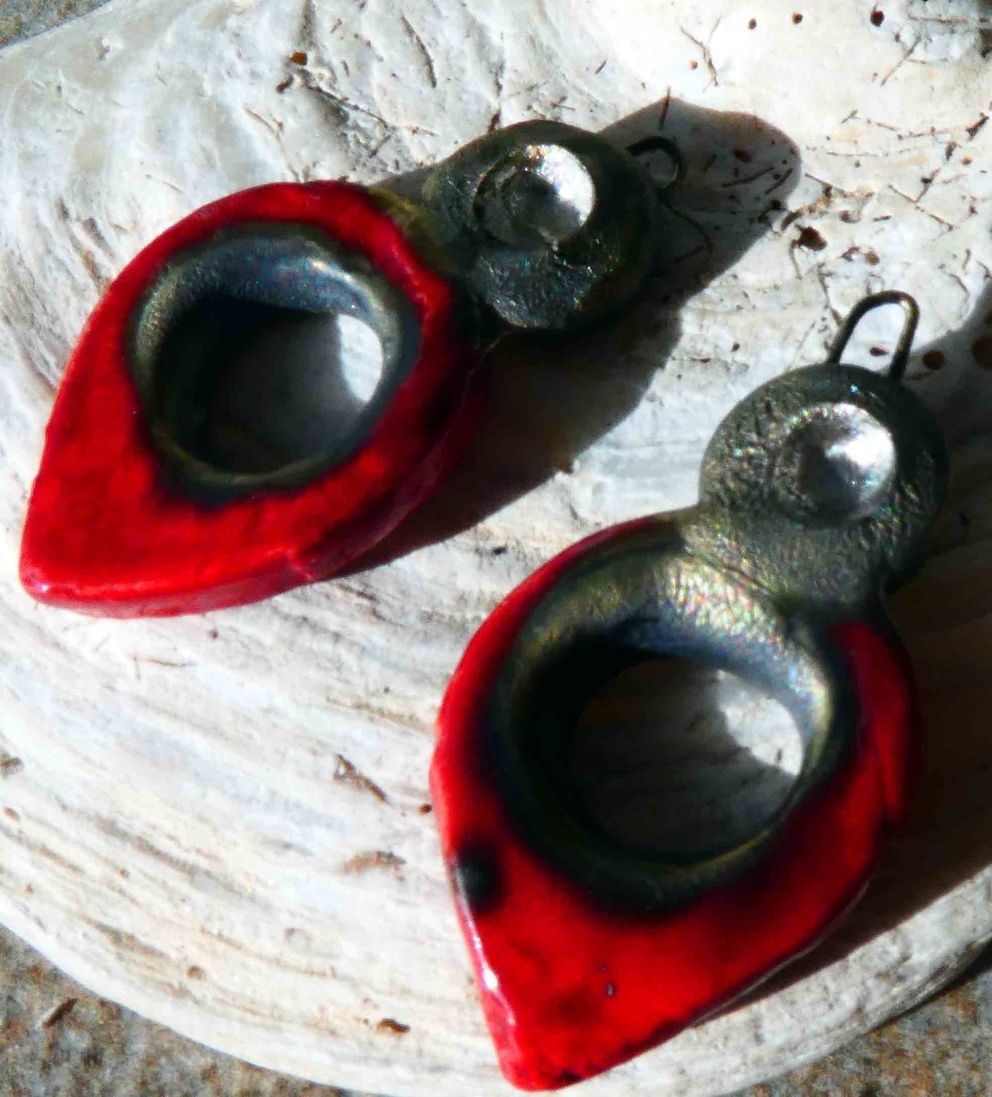 Ceramic Hoopy Dangles -Red