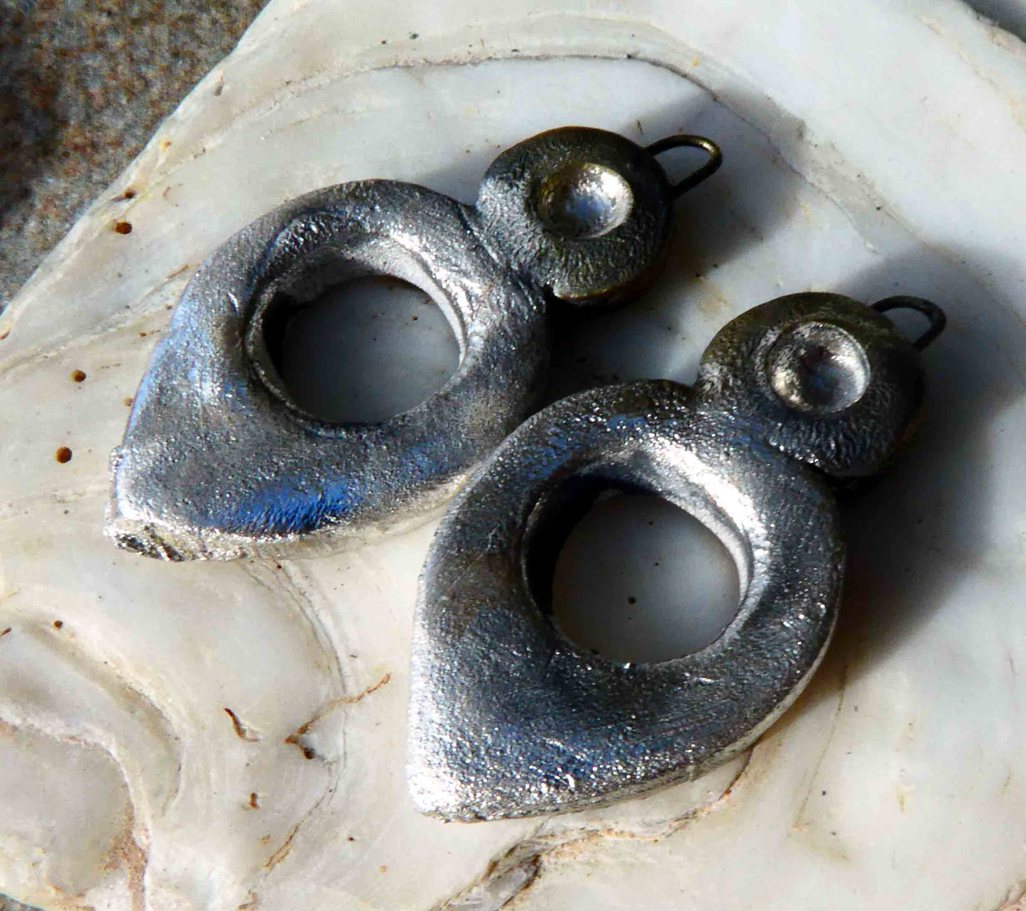 Ceramic Hoopy Dangles -Silver
