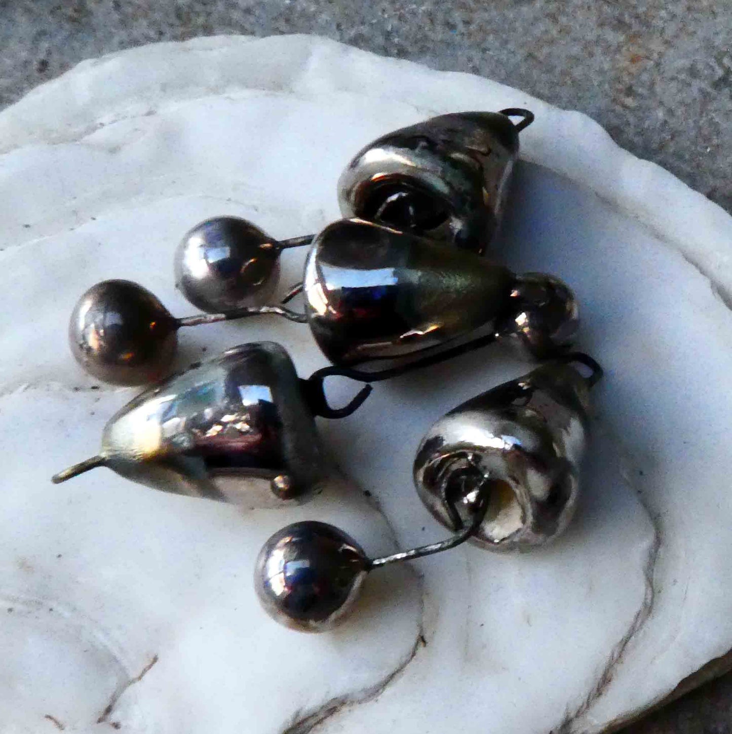 Ceramic Cone and Bobble Dangles -Platinum Lustre