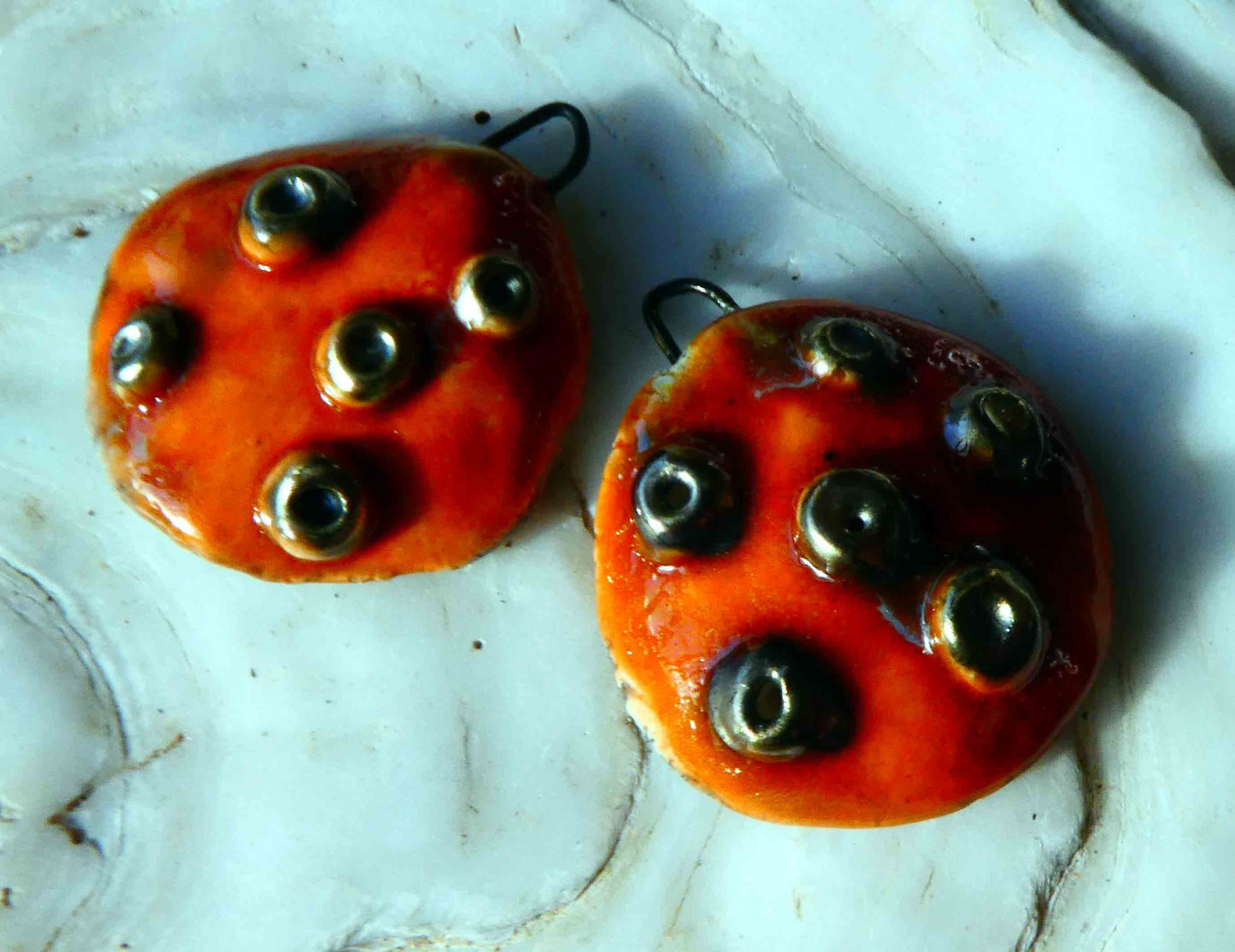 Ceramic Toadstool Caps Earring Charms - Wildfire