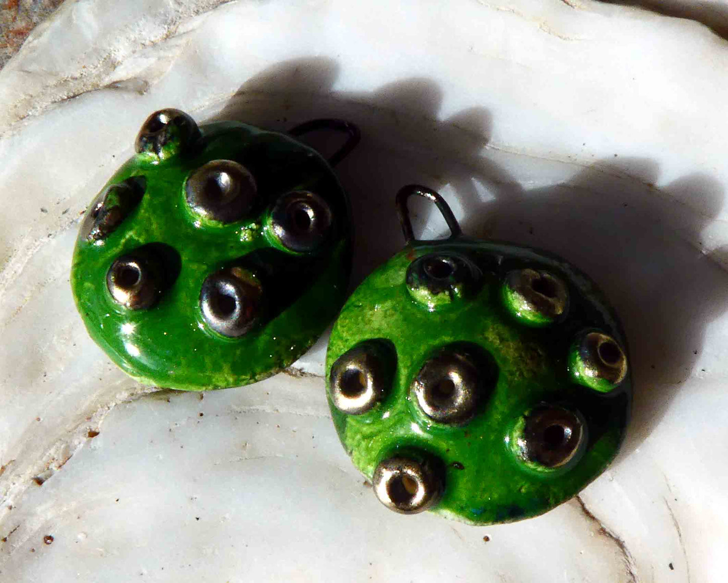 Ceramic Toadstool Caps Earring Charms - Froggy
