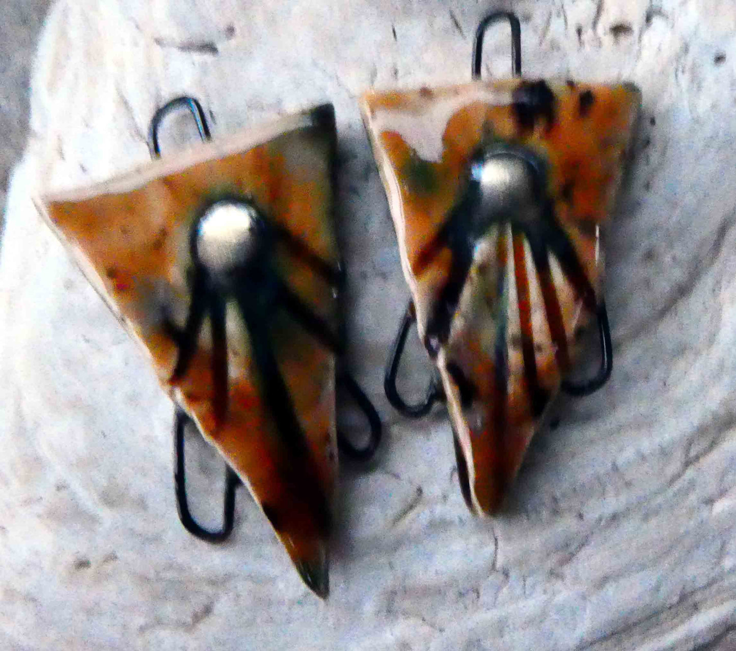 Ceramic Dagger Earring Connectors - Oriental Caramel
