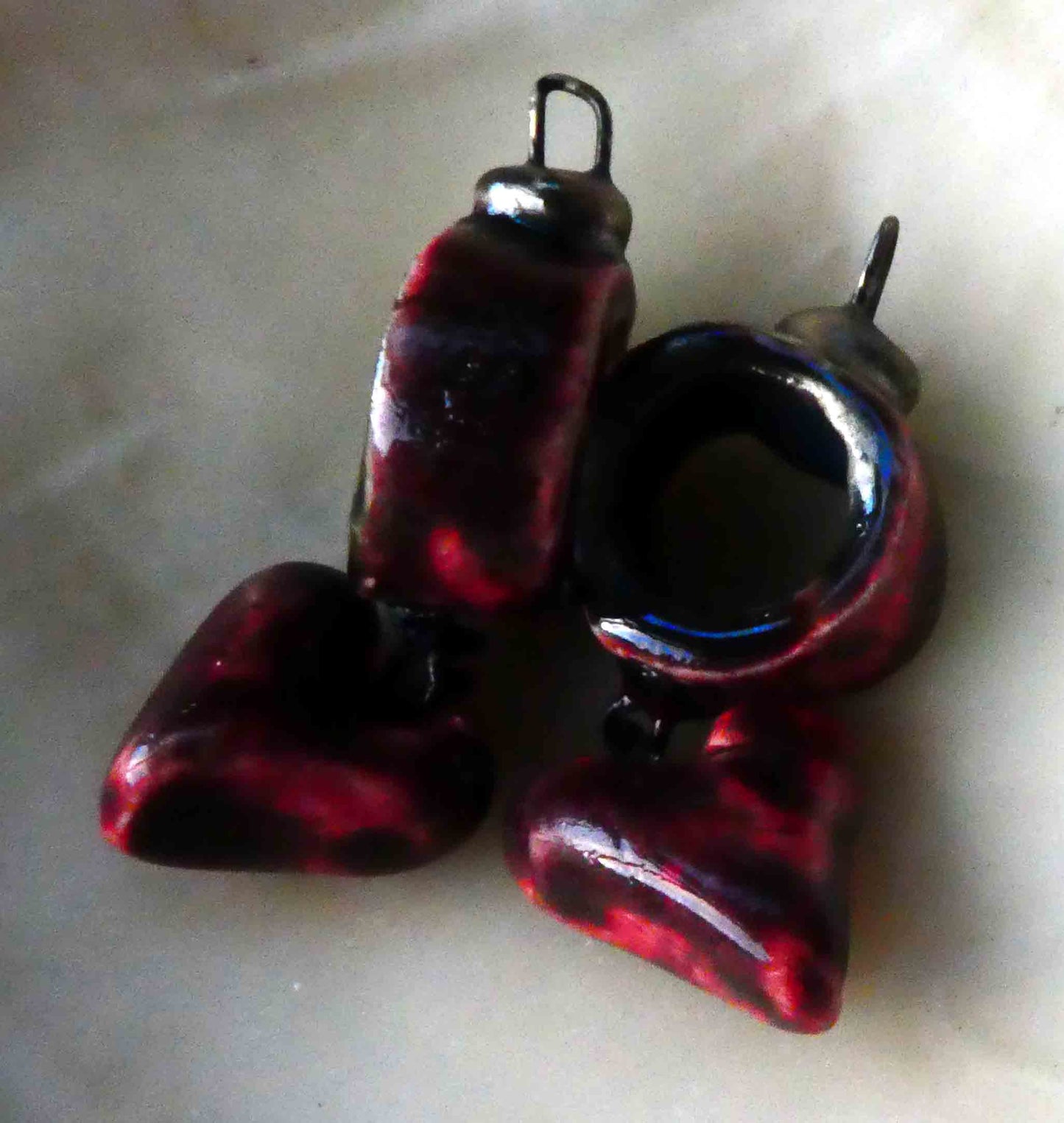 Ceramic Hoop and Heart Earring Charms