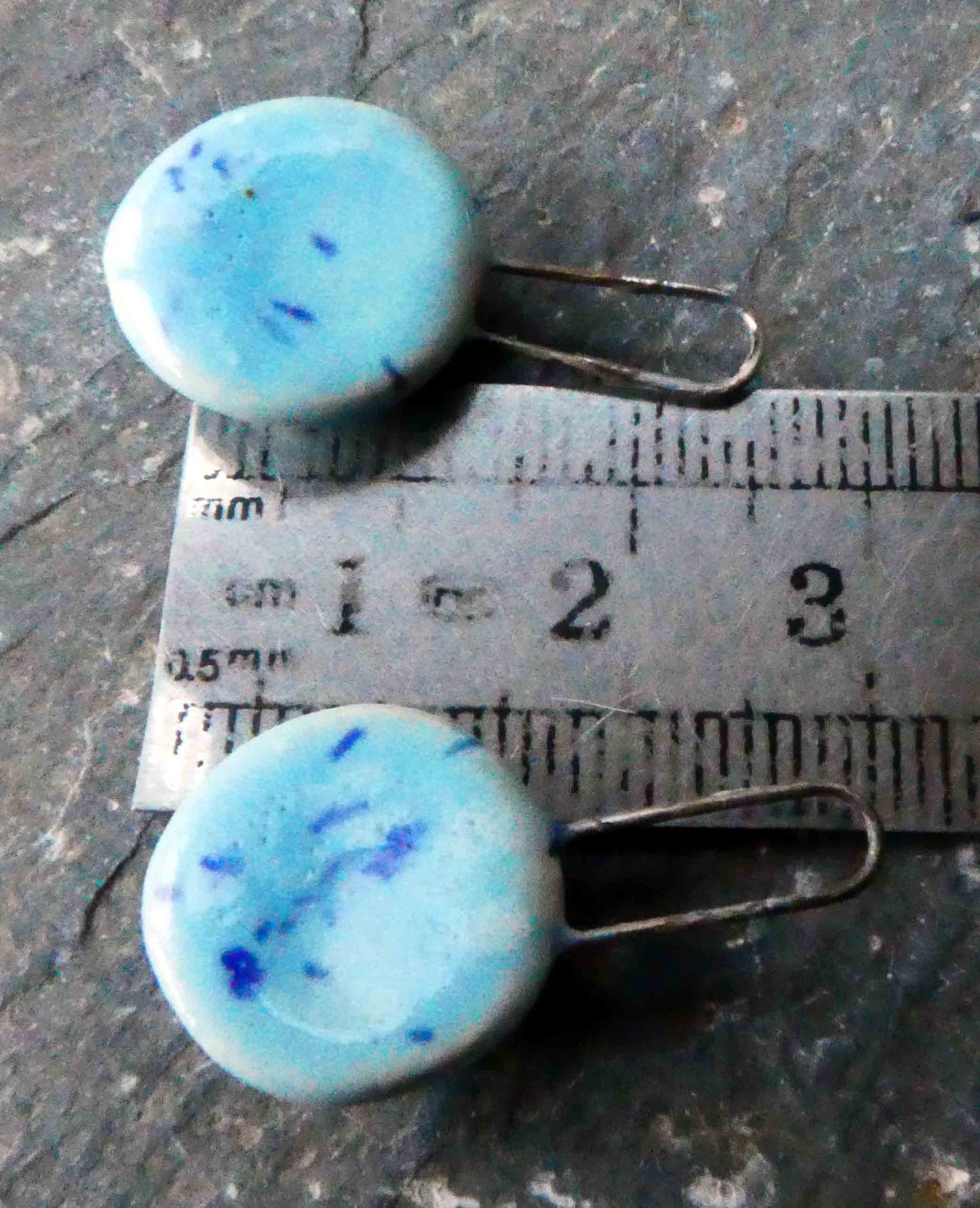 Ceramic Long Hoop Disc Earring Charms -Arctic Splash