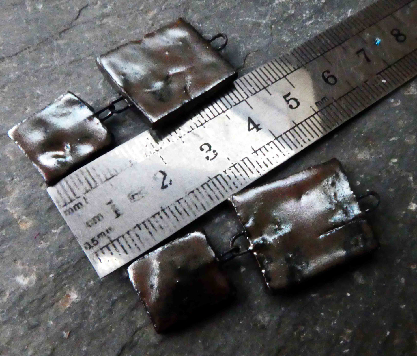 Ceramic Dimpled Double Square Earring Dangles -  Gloria