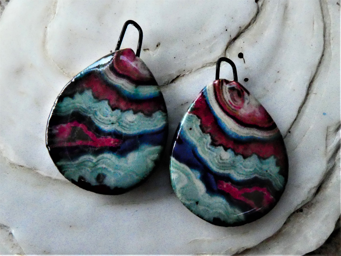 Ceramic Decal Glossy Gemstone Slice Earring Charms #6