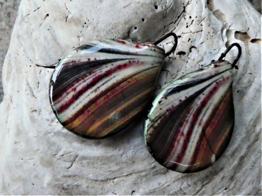 Ceramic Decal Glossy Gemstone Slice Earring Charms #15