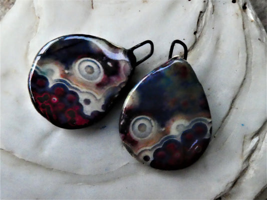 Ceramic Decal Glossy Gemstone Slice Earring Charms #18