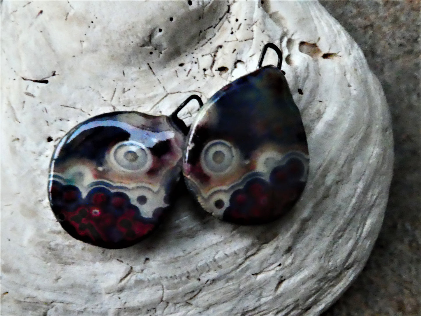 Ceramic Decal Glossy Gemstone Slice Earring Charms #18