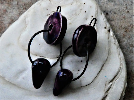 Ceramic Disc Hoop and Bobble Earring Dangles - La Fiesta