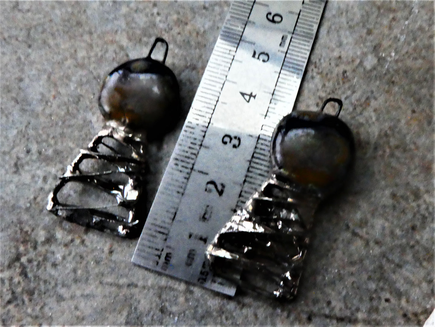 Wire Wrapped Disc Earring Charms -Volcanic Glow