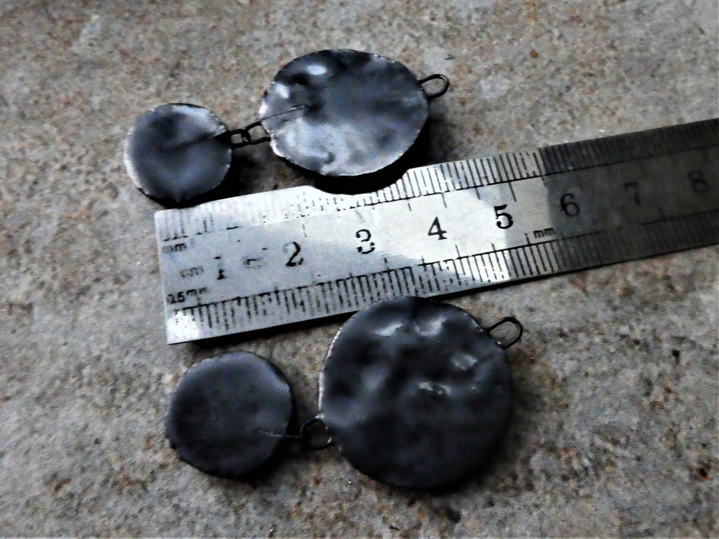 Ceramic Dimpled Double Disc Earring Dangles - Reflecting