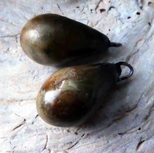 Ceramic Drops Earring Charms -Olive Cream