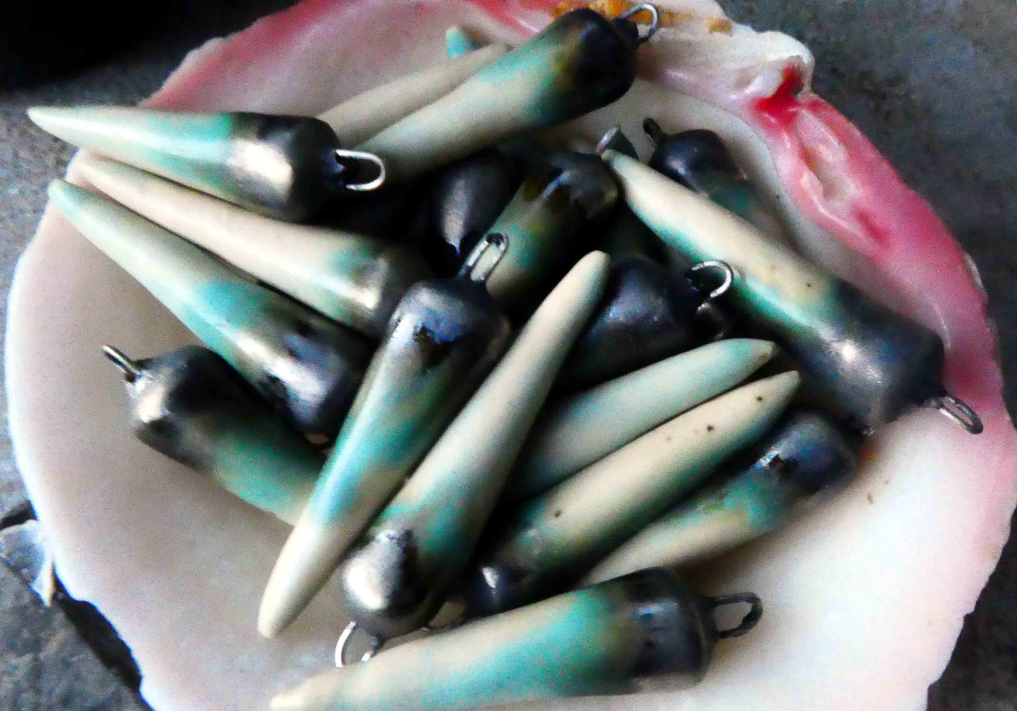 Ceramic Spikes Earring Charms -Aztec Turquoise