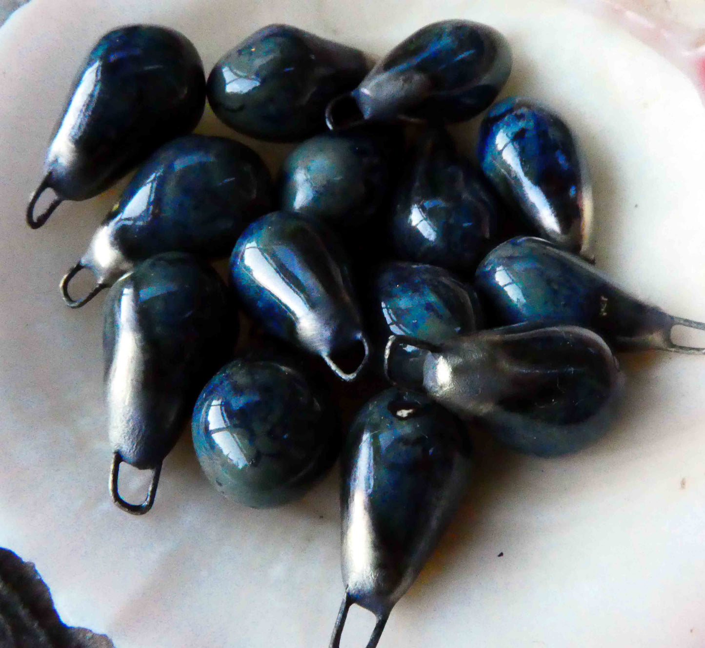 Ceramic Drops Earring Charms -Pottery Blue